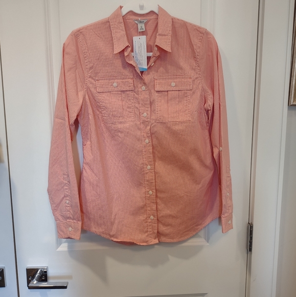 L.L. Bean Lakeside Performance Check Button Down Shirt - XS, Reef Coral, NWT - Picture 15 of 16